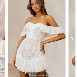 Selfie Leslie Dreamy Off the shoulder White Mini Dress